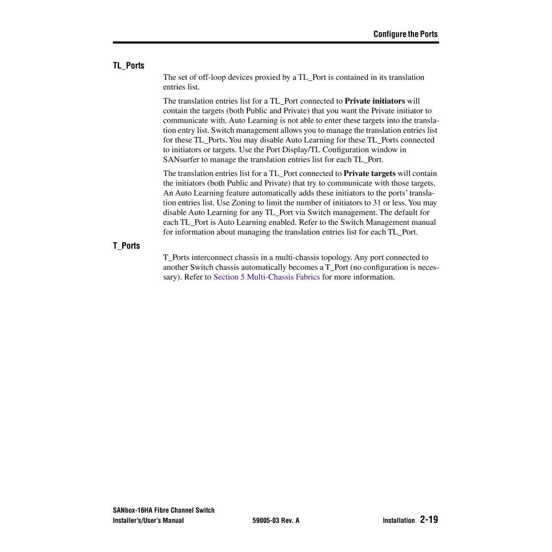 Q-Logic 16HA user manual TLPorts, TPorts 