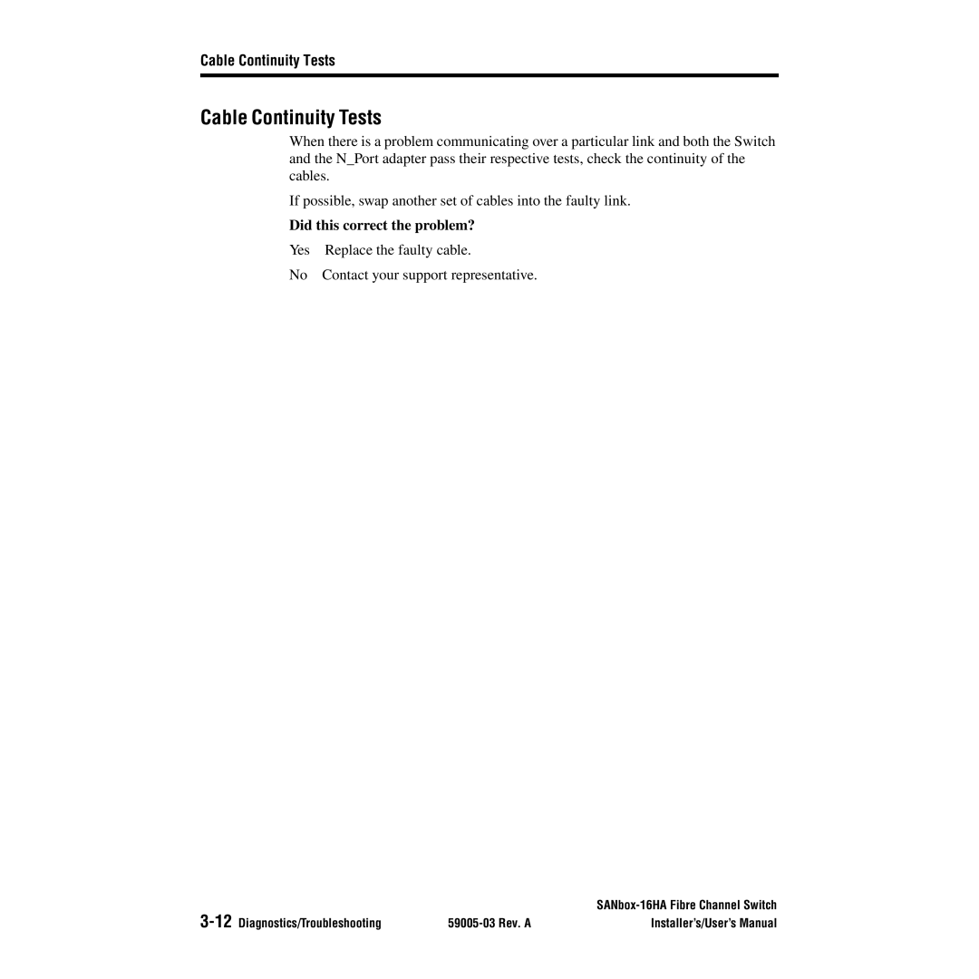 Q-Logic 16HA user manual Cable Continuity Tests 