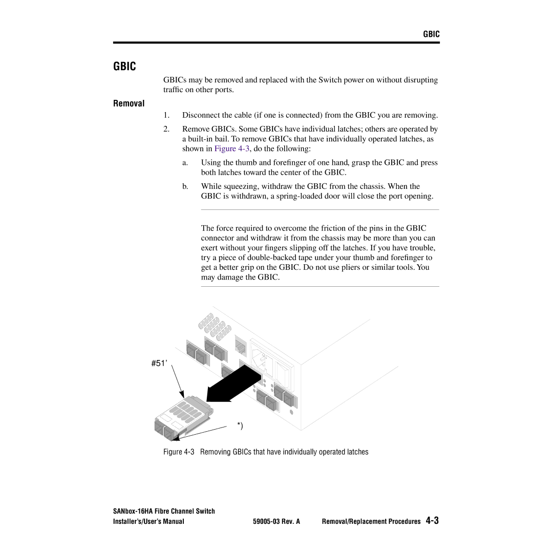 Q-Logic 16HA user manual Gbic 