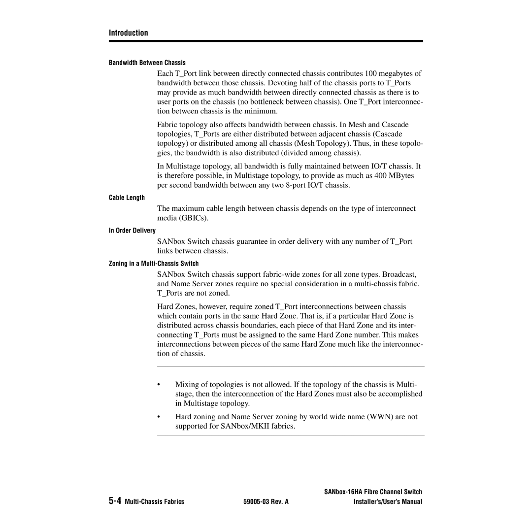 Q-Logic 16HA user manual Bandwidth Between Chassis 