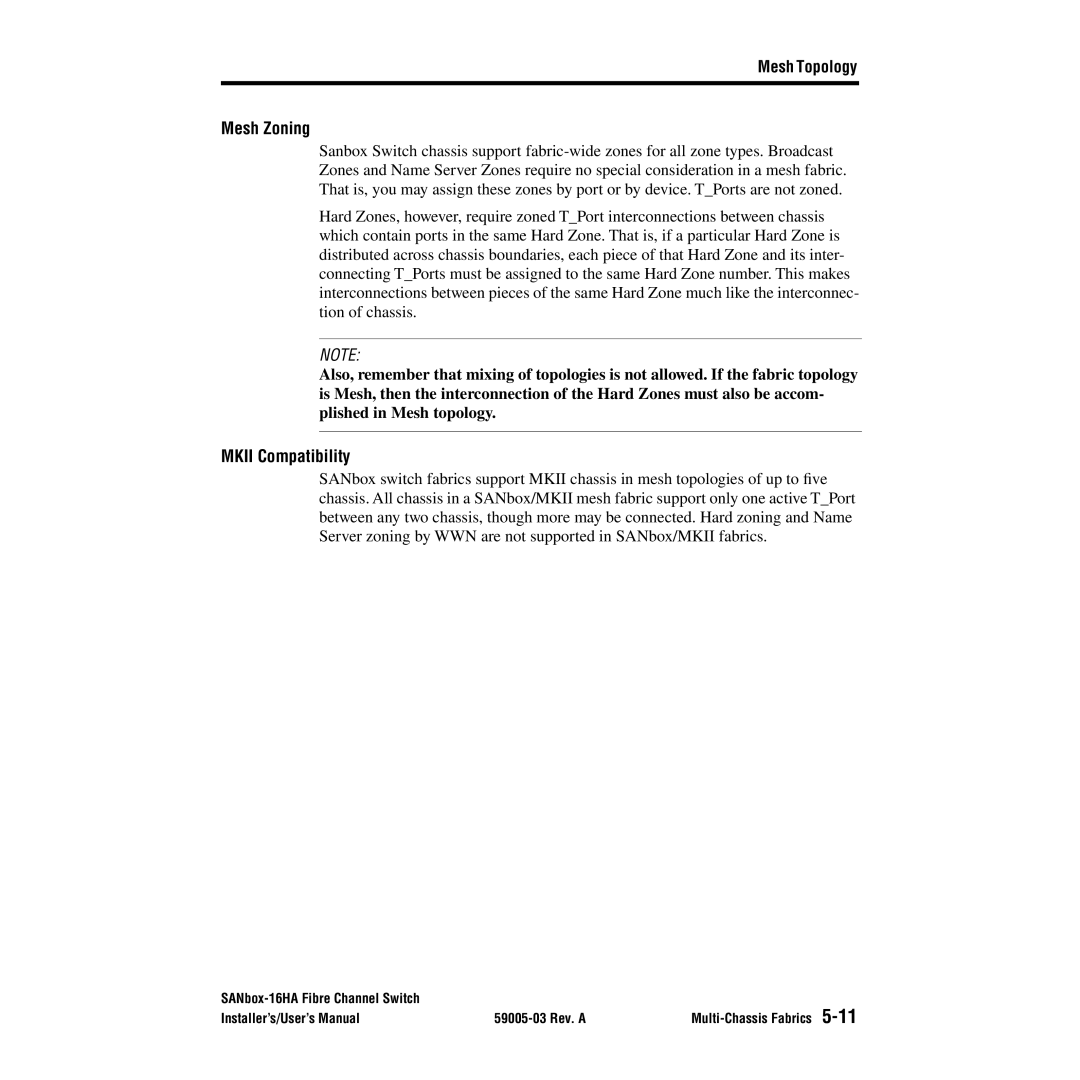 Q-Logic 16HA user manual Mesh Zoning, Mkii Compatibility 