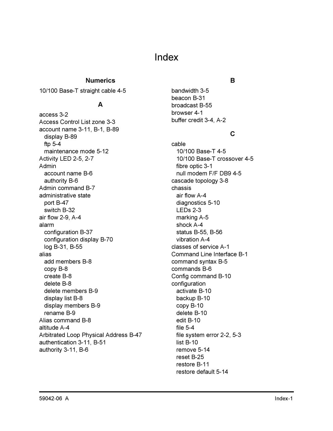 Q-Logic 2-8C manual Index, Numerics 