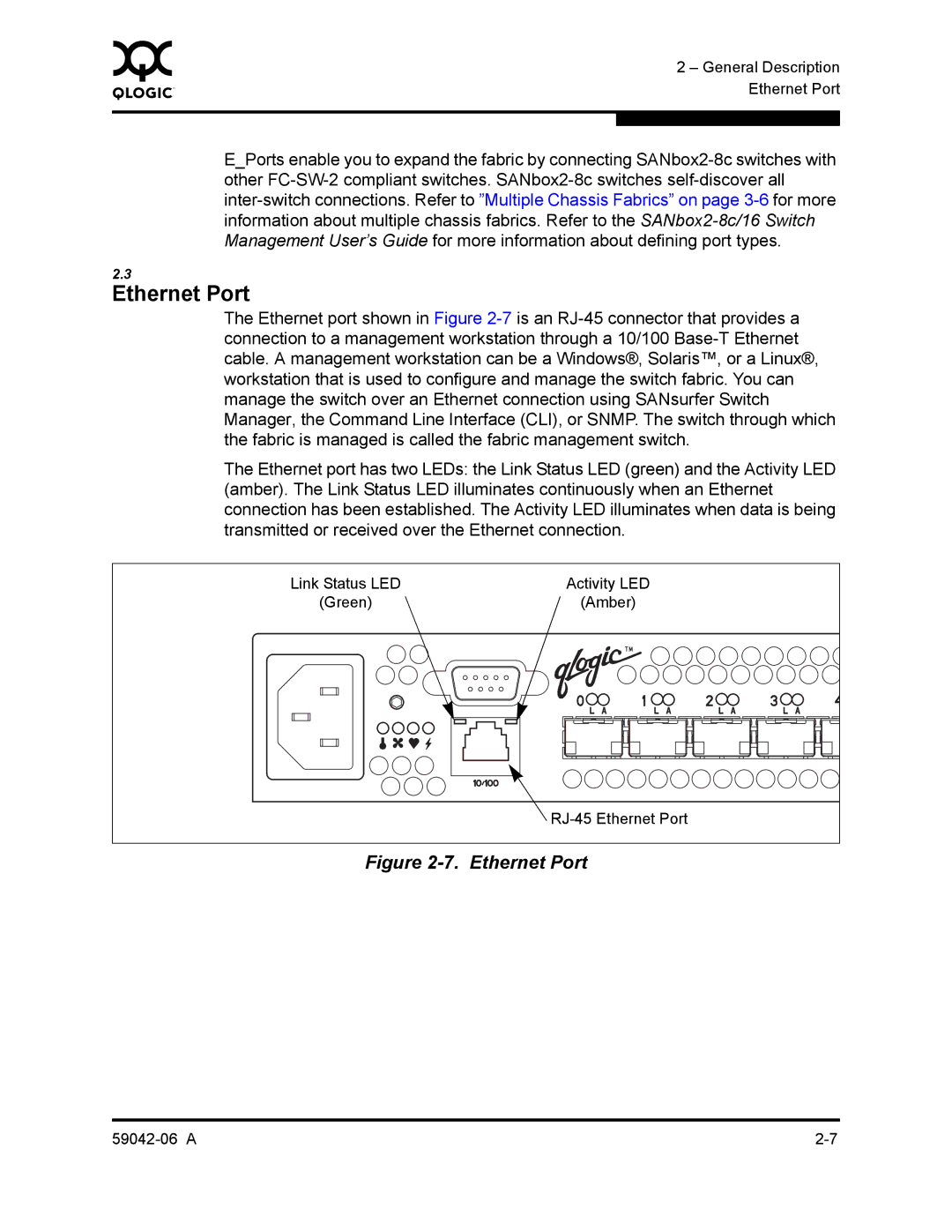 Q-Logic 2-8C manual Ethernet Port 