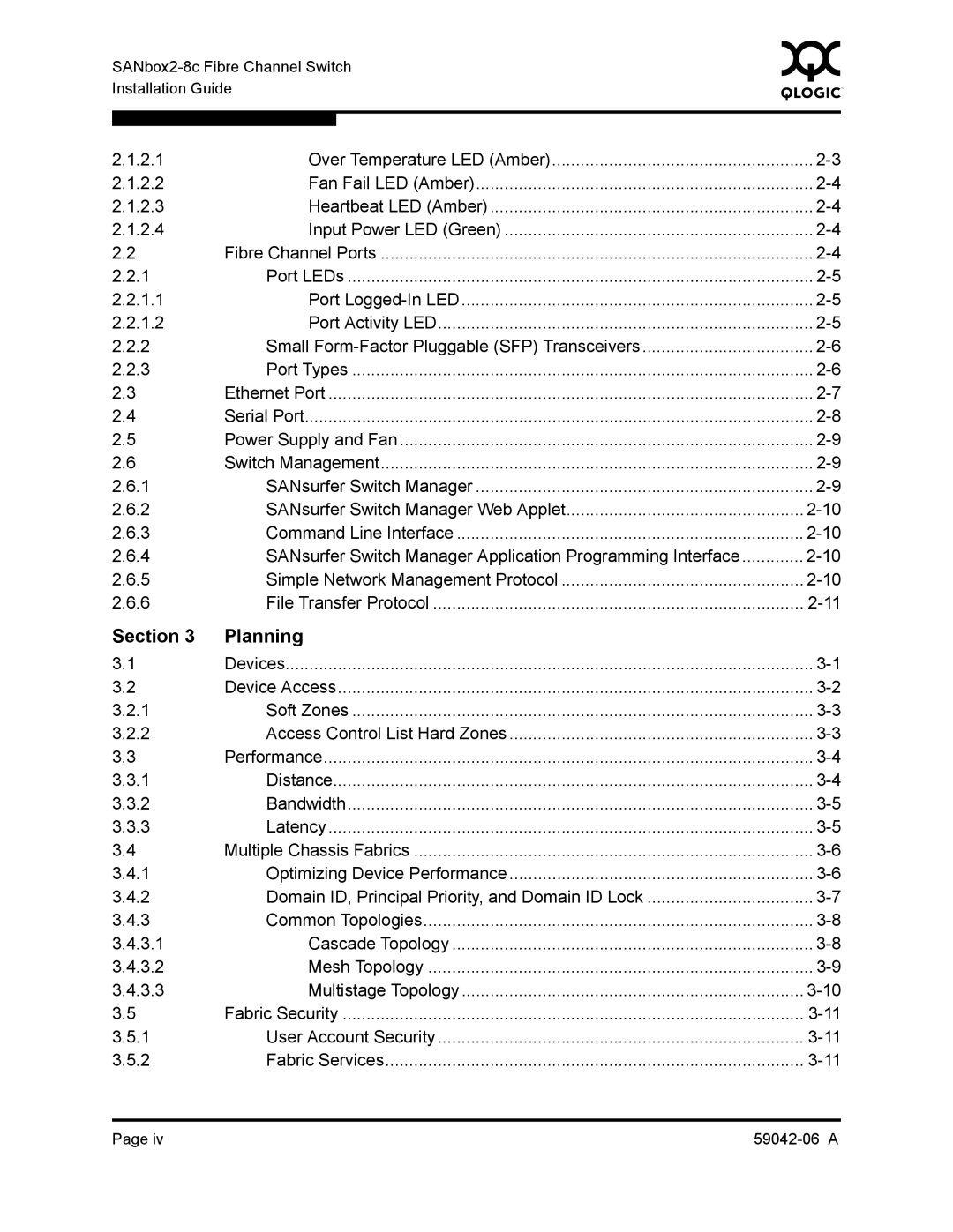 Q-Logic 2-8C manual Section Planning, Soft Zones Access Control List Hard Zones, Distance Bandwidth Latency 