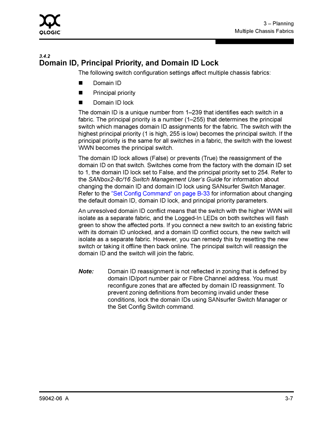 Q-Logic 2-8C manual Domain ID, Principal Priority, and Domain ID Lock 