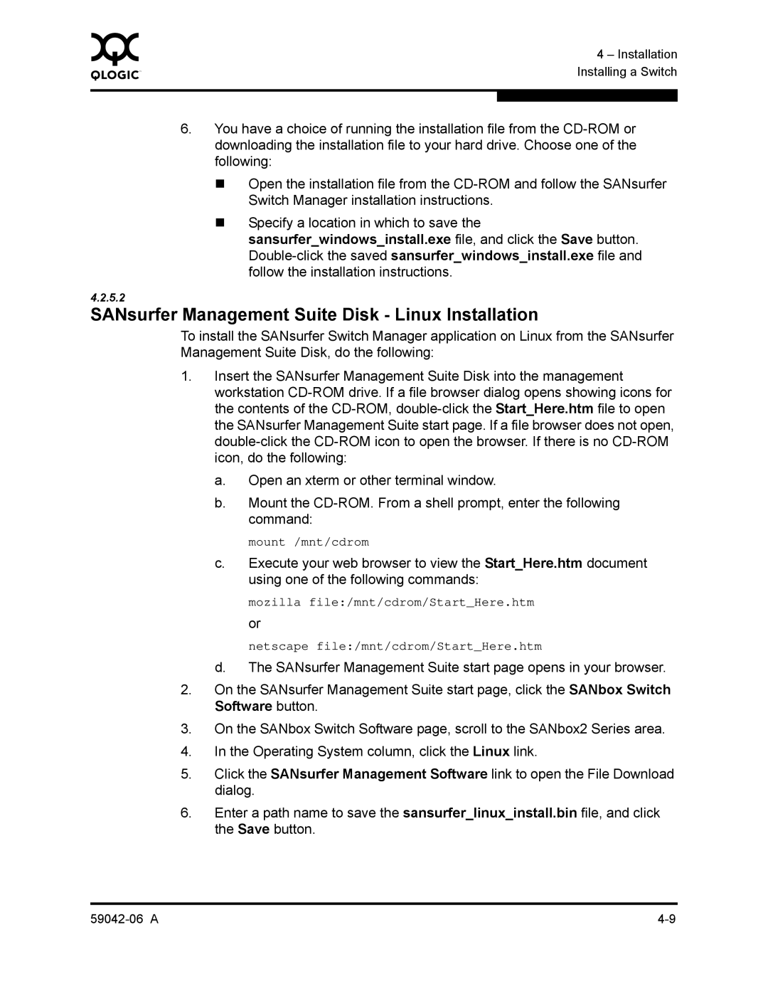 Q-Logic 2-8C manual SANsurfer Management Suite Disk Linux Installation 