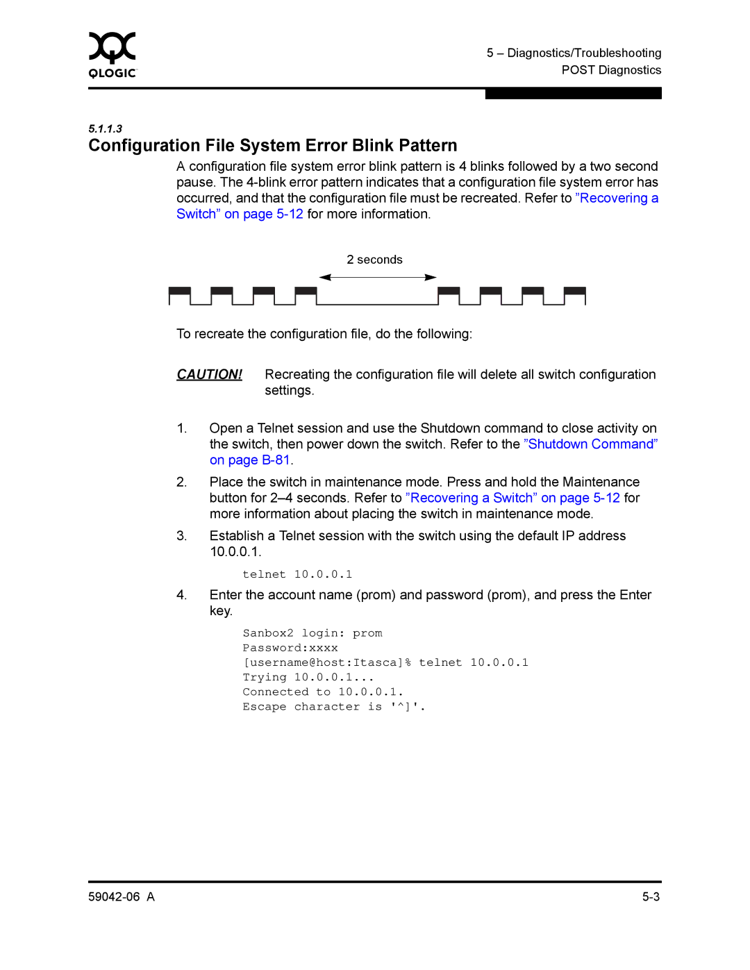 Q-Logic 2-8C manual Configuration File System Error Blink Pattern 