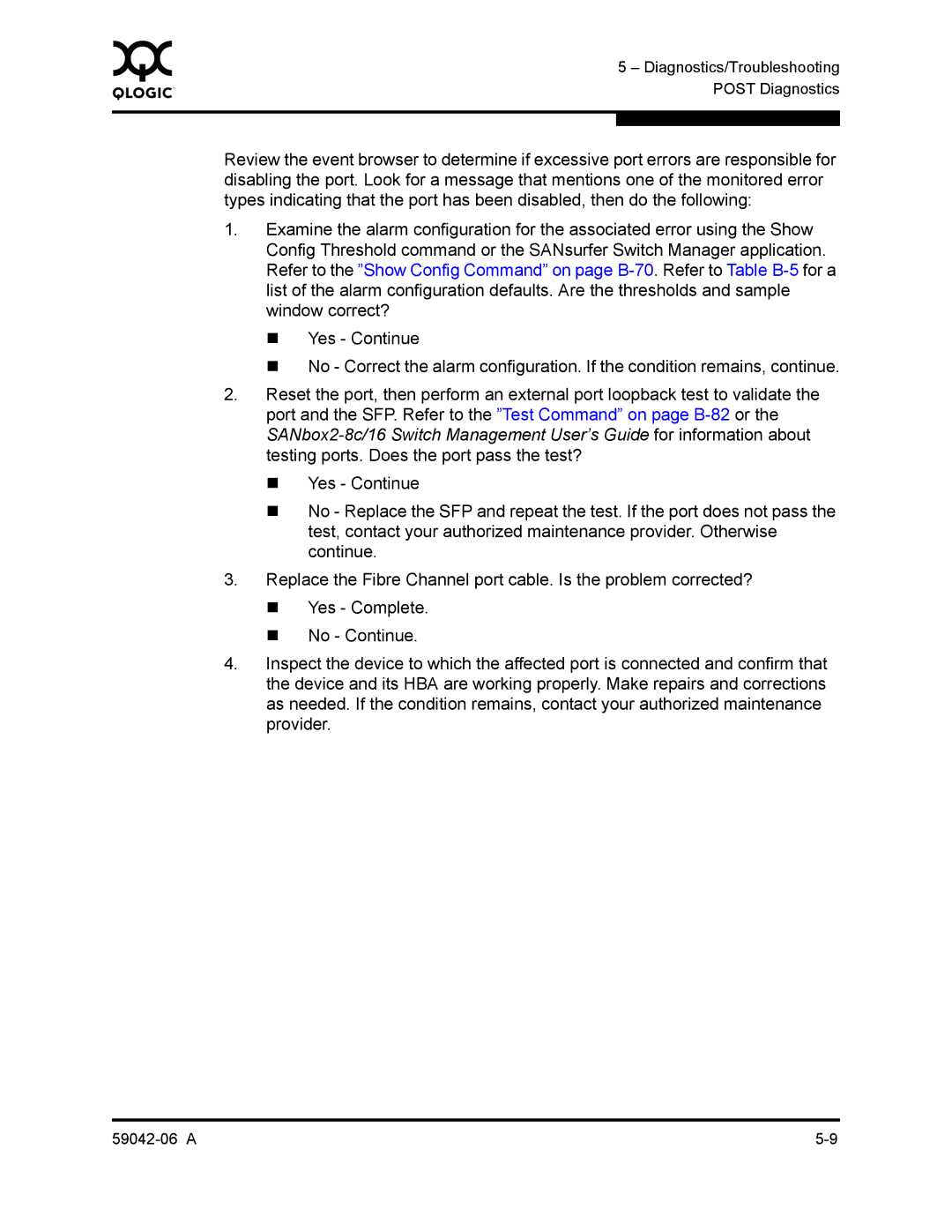 Q-Logic 2-8C manual Diagnostics/Troubleshooting 