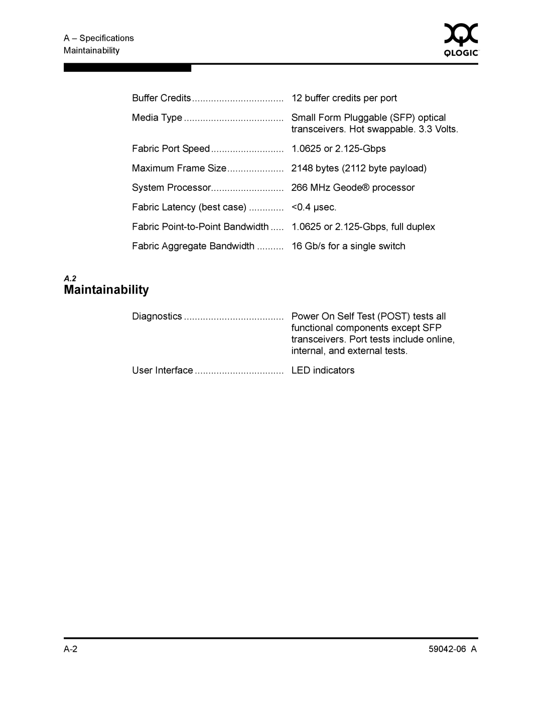 Q-Logic 2-8C manual Maintainability 