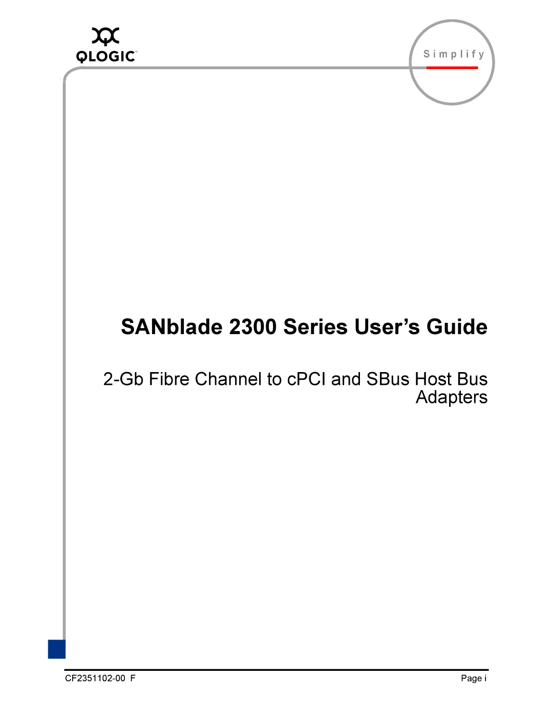 Q-Logic 2300 series manual SANblade 2300 Series User’s Guide 