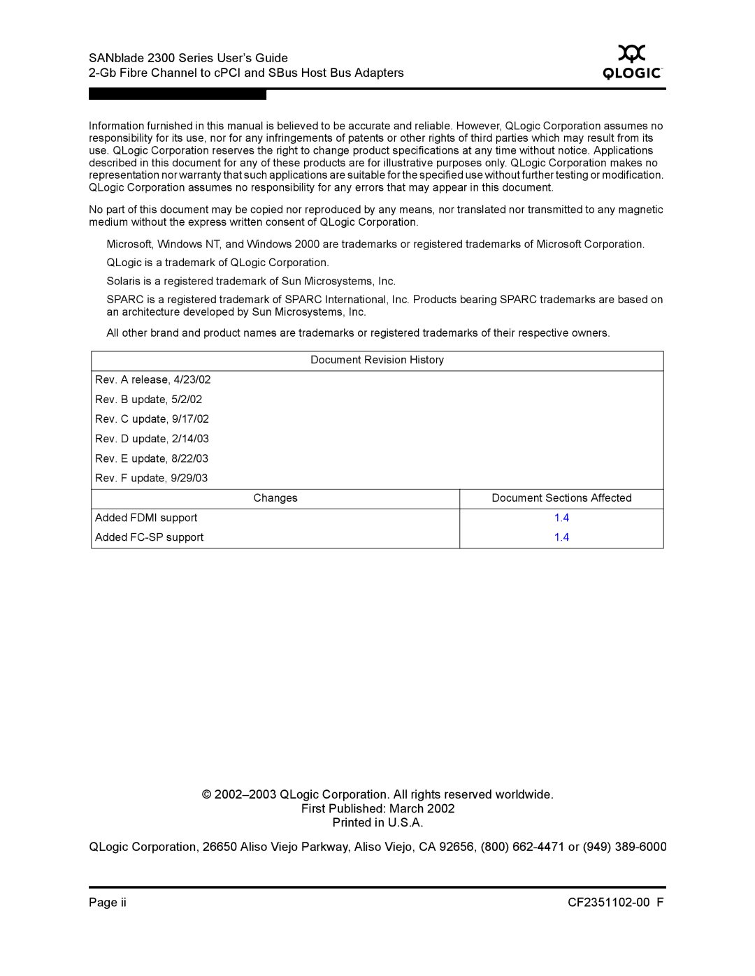 Q-Logic 2300 series manual 