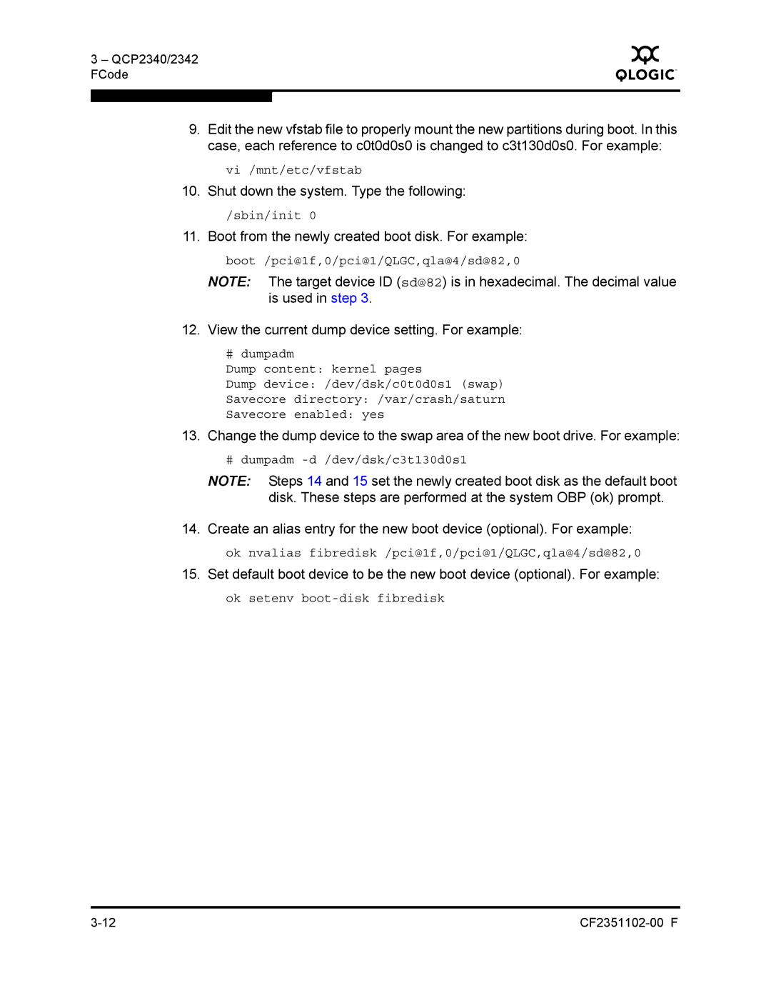 Q-Logic 2300 series manual Shut down the system. Type the following 