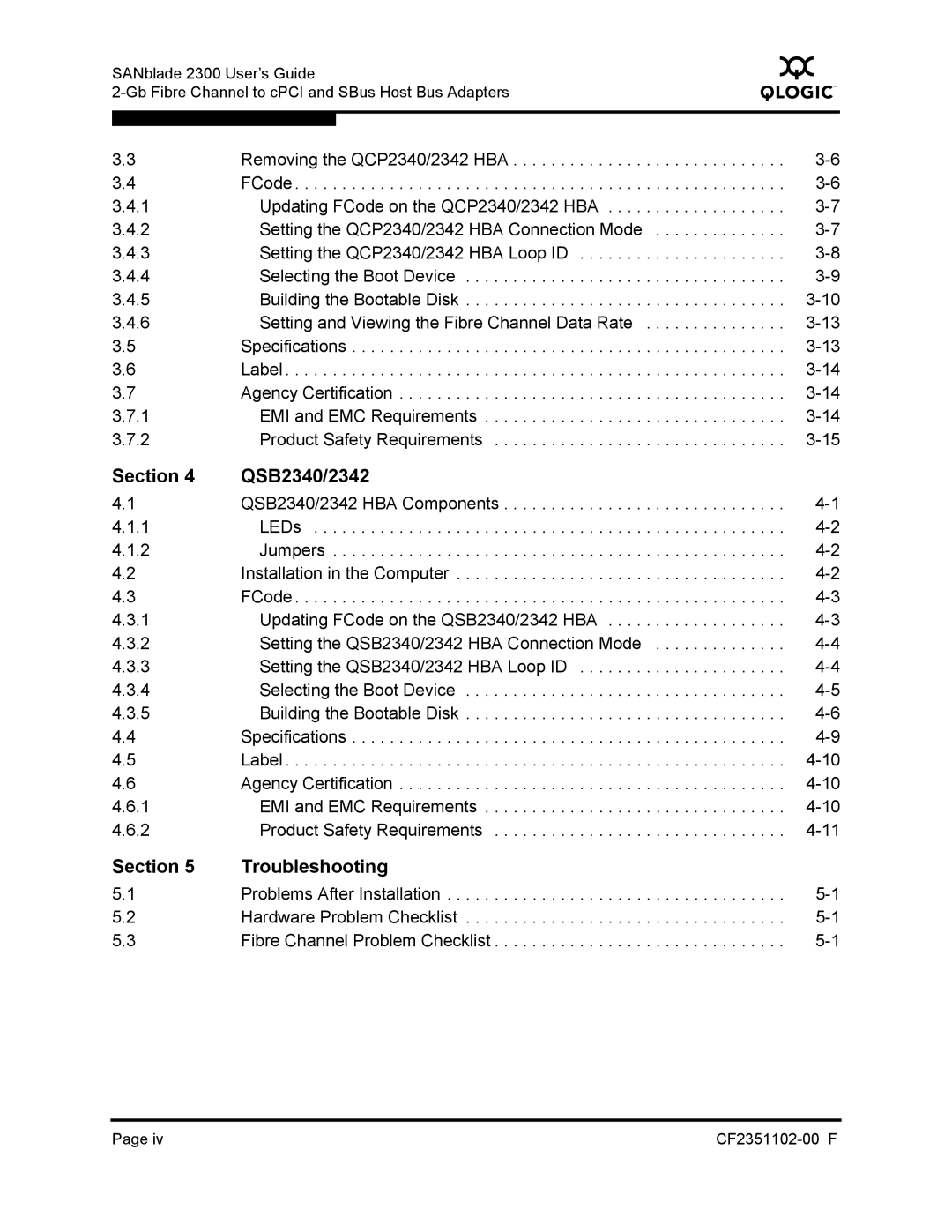 Q-Logic 2300 series manual Section QSB2340/2342 