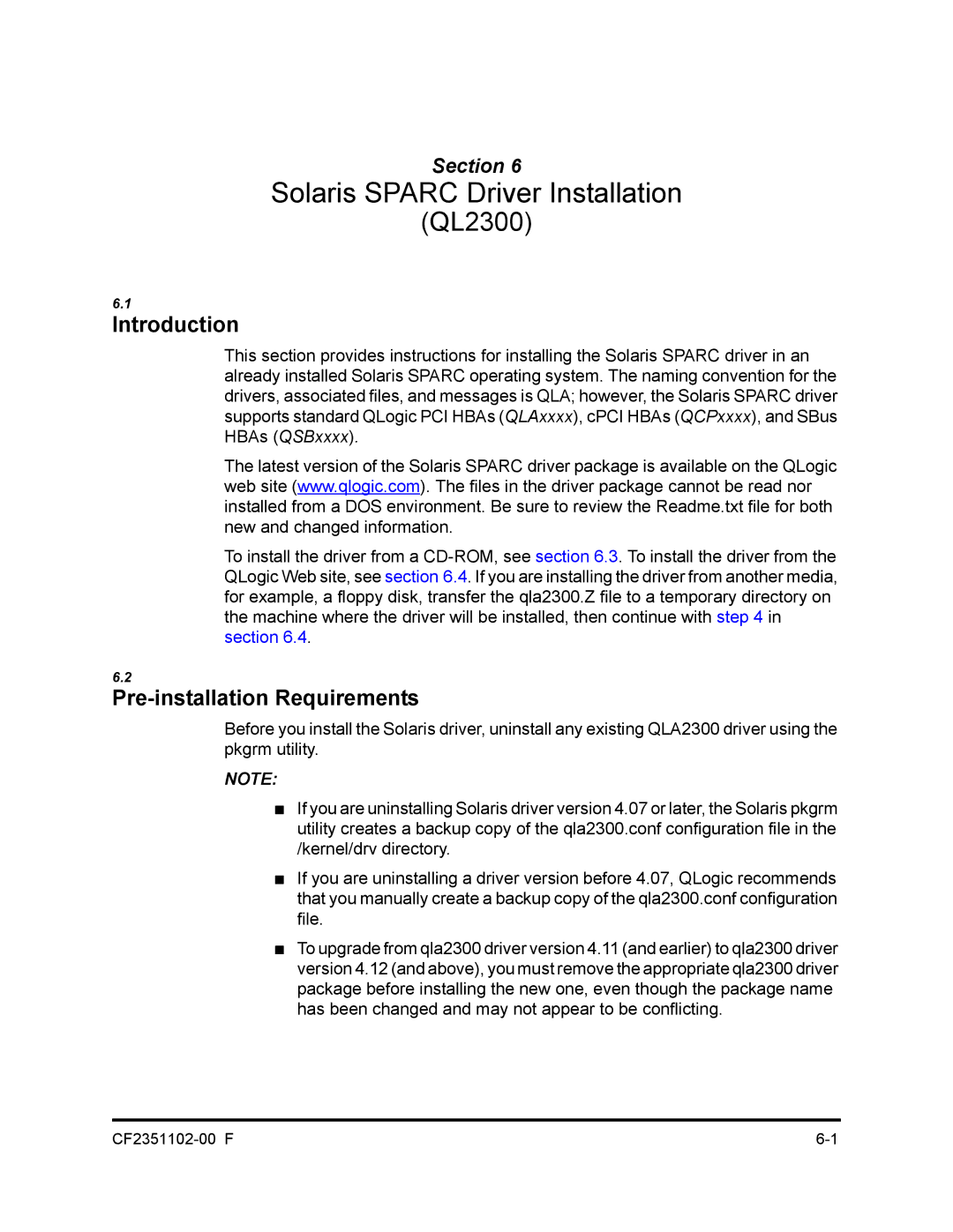 Q-Logic 2300 series manual Solaris Sparc Driver Installation, Introduction, Pre-installation Requirements 