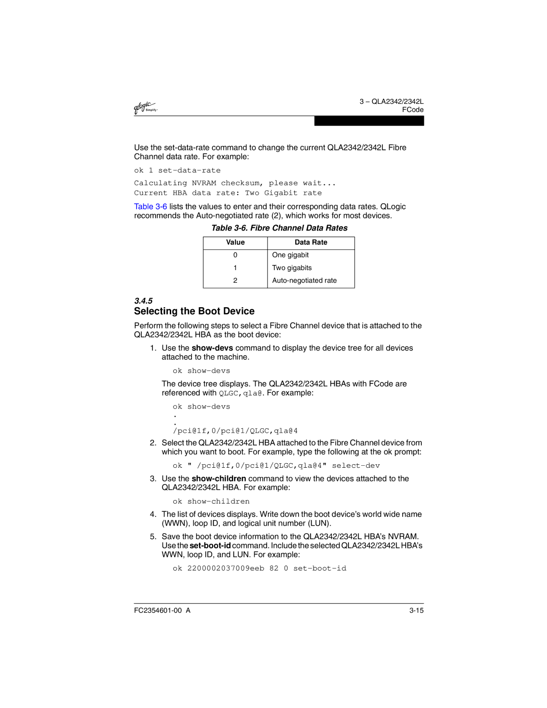 Q-Logic 2300 manual Selecting the Boot Device 