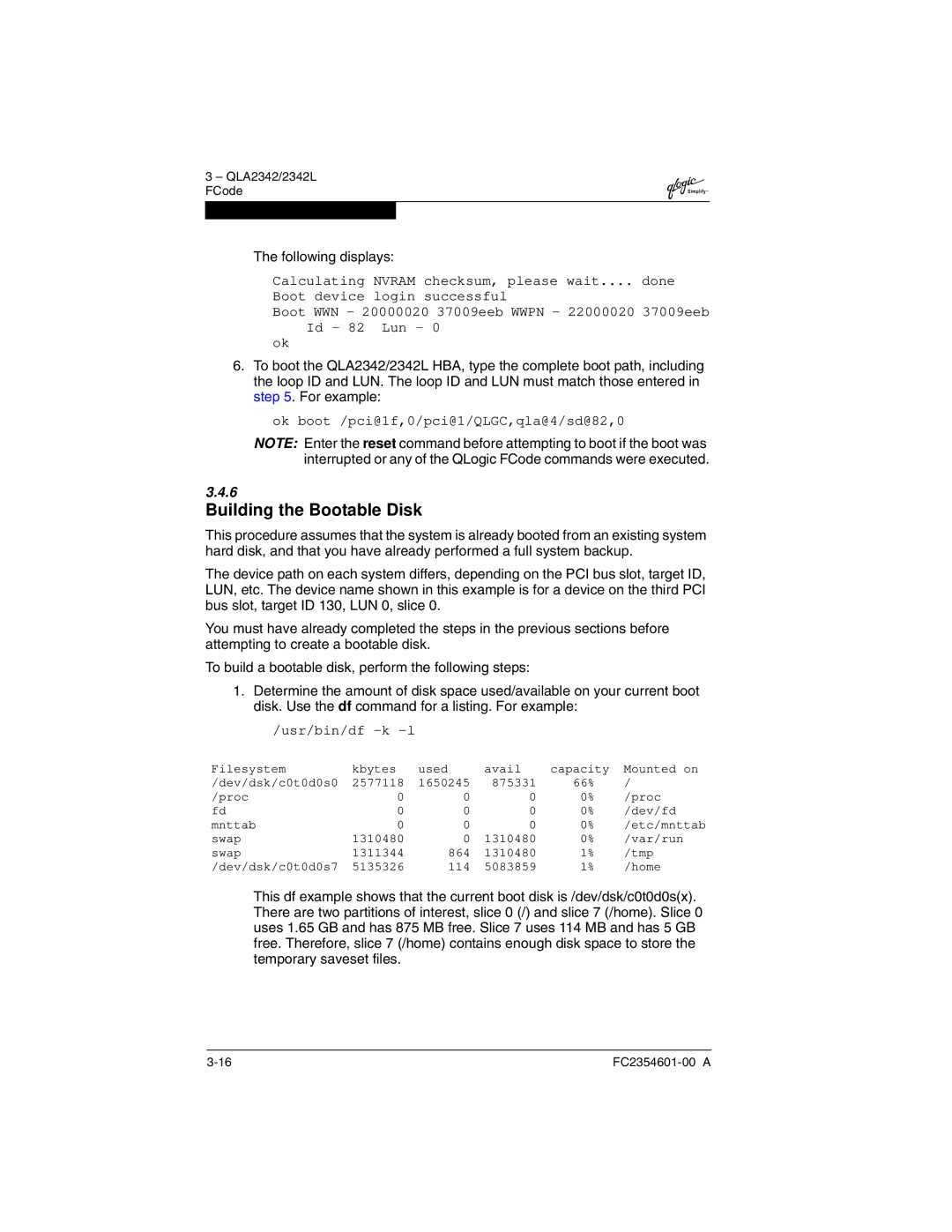 Q-Logic 2300 manual Building the Bootable Disk 