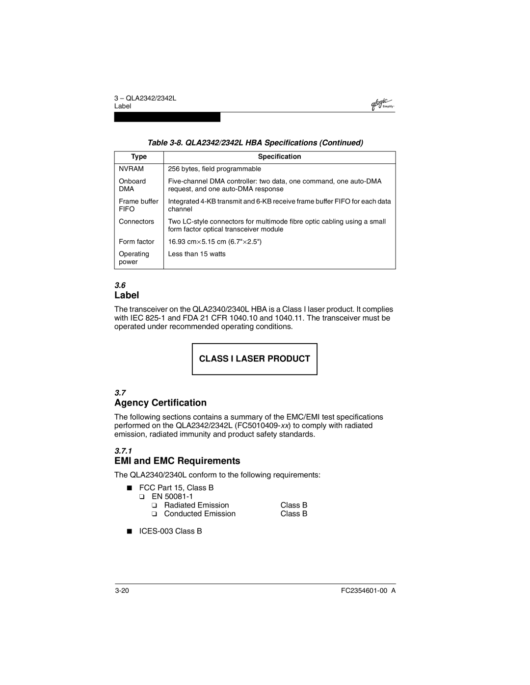 Q-Logic 2300 manual QLA2342/2342L Label 