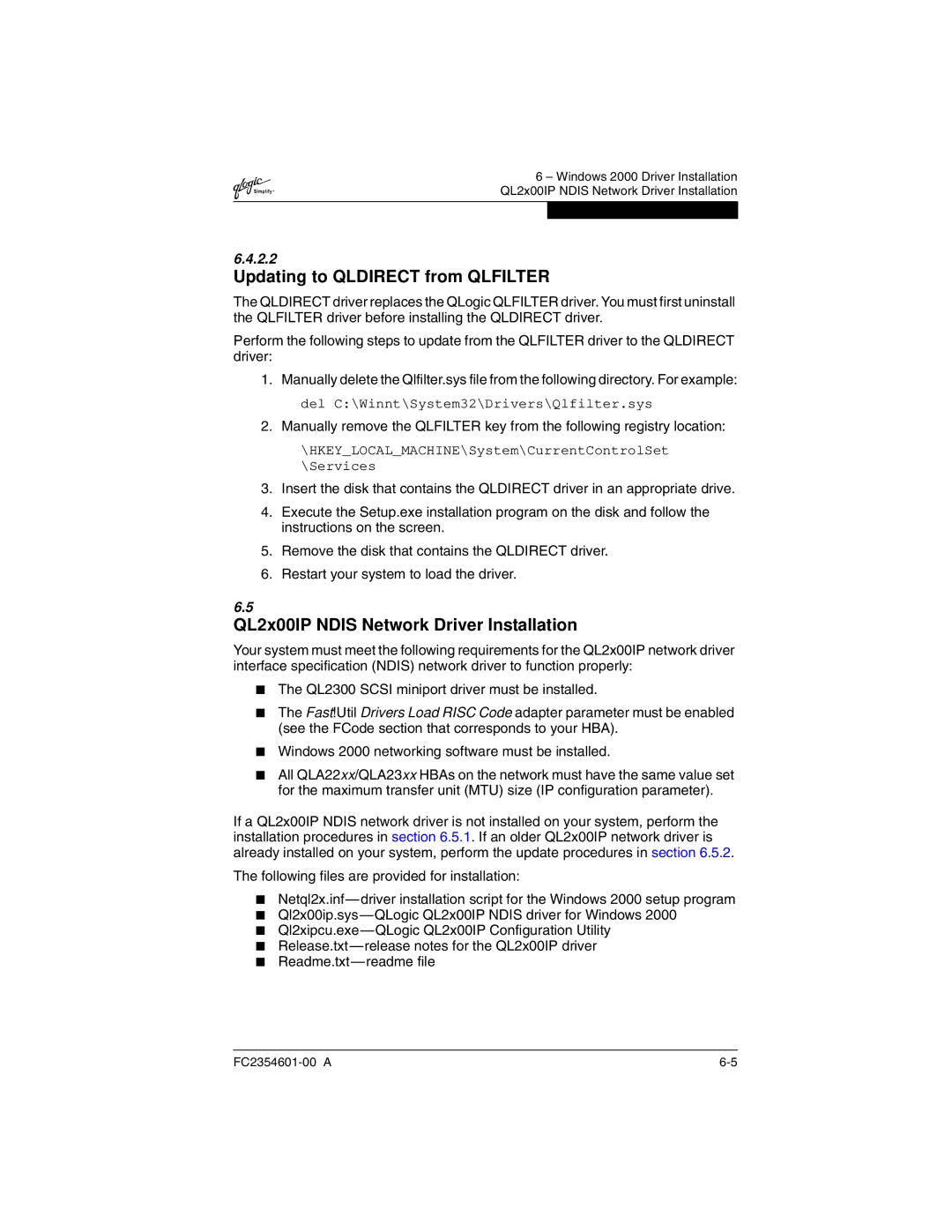 Q-Logic 2300 manual Windows Driver Installation QL2x00IP Ndis Network 