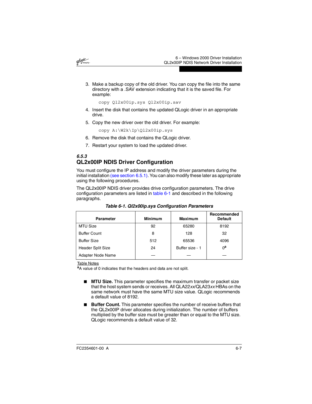 Q-Logic 2300 manual QL2x00IP Ndis Driver Configuration 