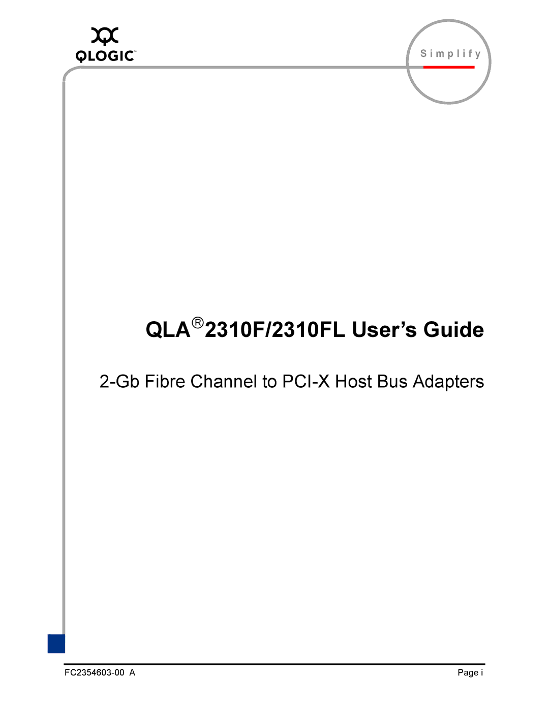 Q-Logic manual QLA→2310F/2310FL User’s Guide 