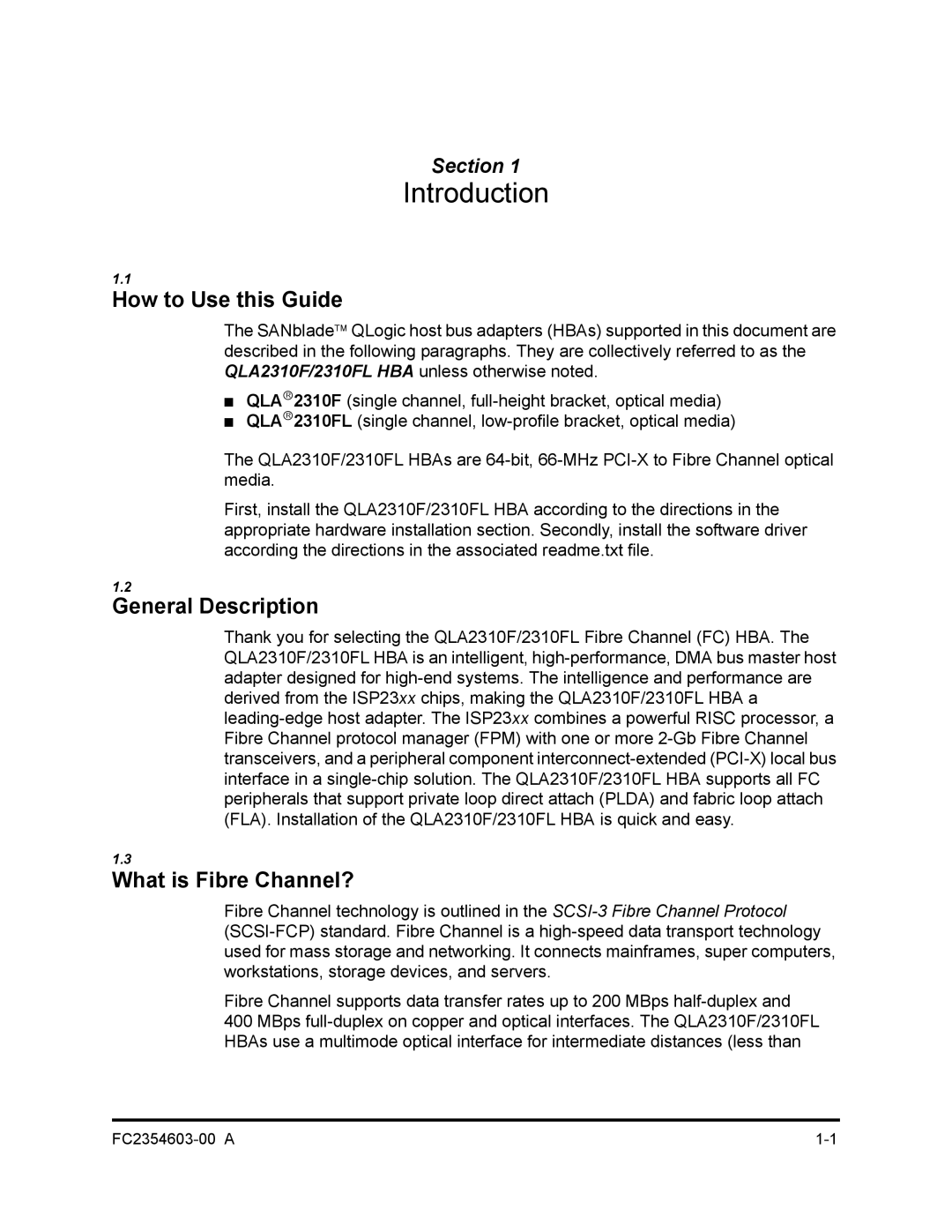 Q-Logic 2310FL manual How to Use this Guide, General Description, What is Fibre Channel? 