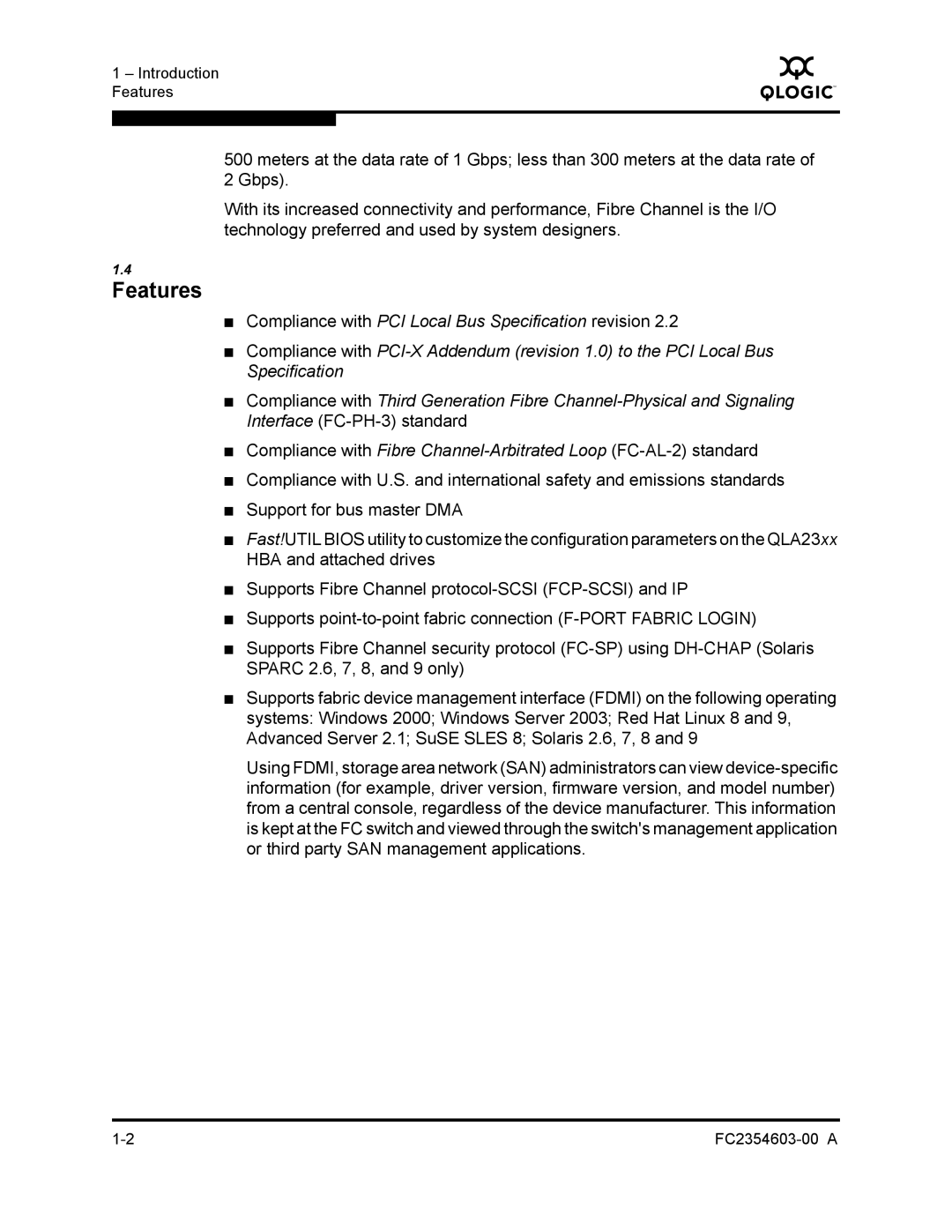 Q-Logic 2310FL manual Features 