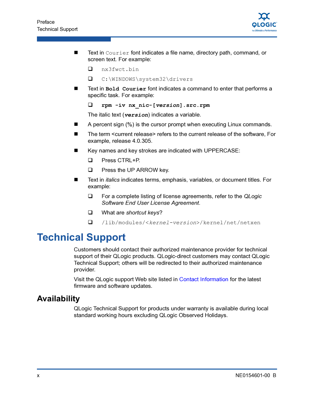 Q-Logic 3100, 3000 manual Technical Support, Availability,  nx3fwct.bin  C\WINDOWS\system32\drivers 