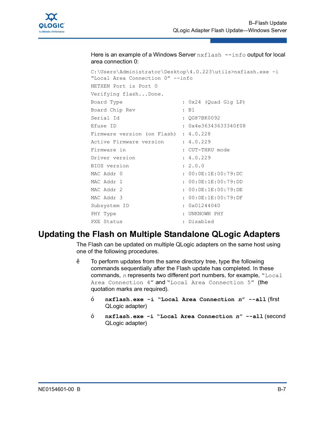 Q-Logic 3000, 3100 manual Updating the Flash on Multiple Standalone QLogic Adapters 