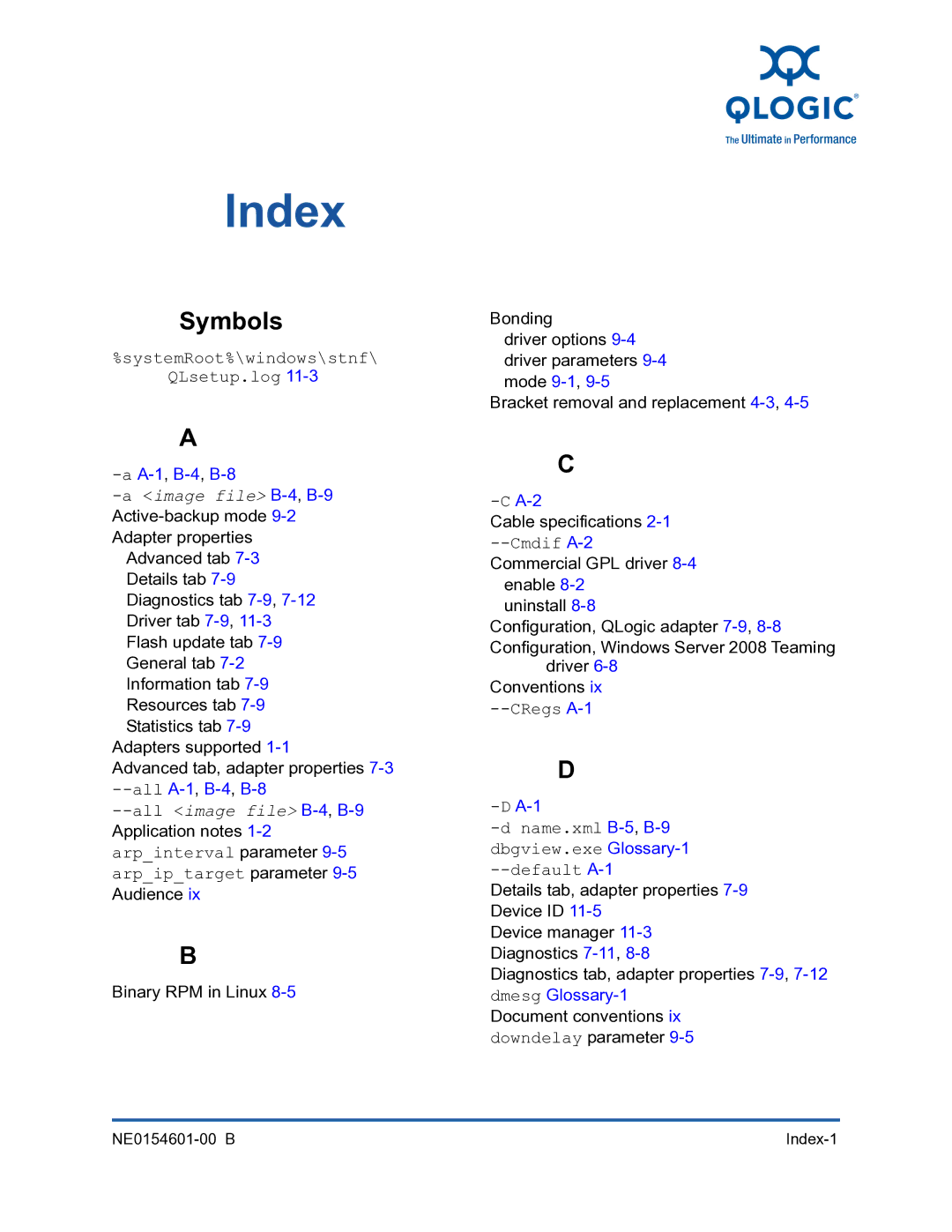 Q-Logic 3000, 3100 manual Index, Symbols 