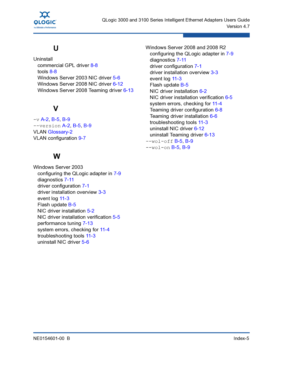 Q-Logic 3000, 3100 manual Version A-2,B-5,B-9VLAN Glossary-2VLAN configuration 