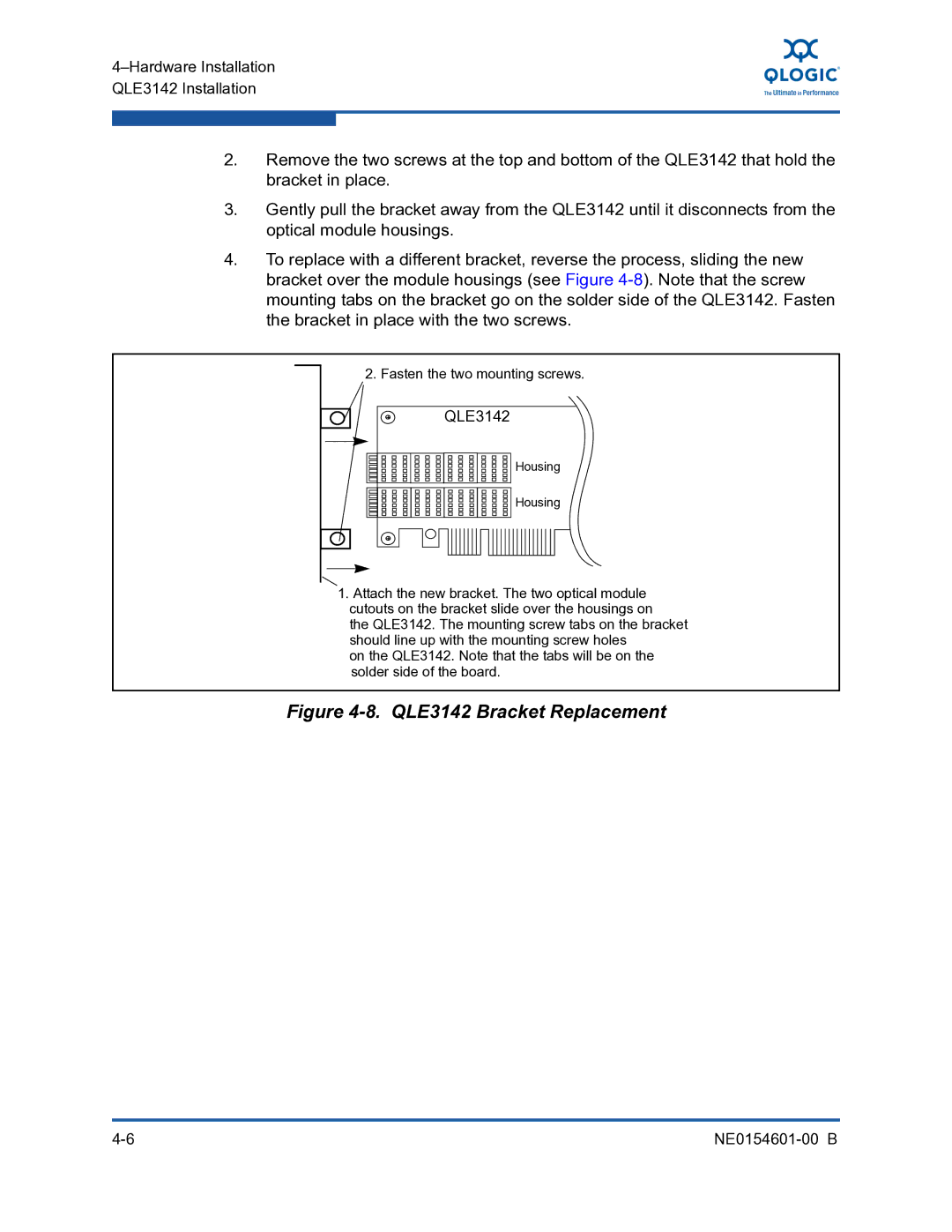 Q-Logic 3100, 3000 manual QLE3142 Bracket Replacement 