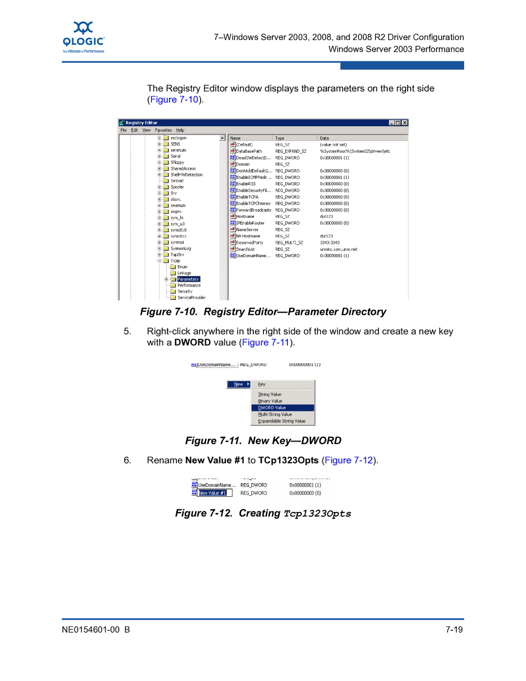 Q-Logic 3000, 3100 manual Registry Editor-Parameter Directory 