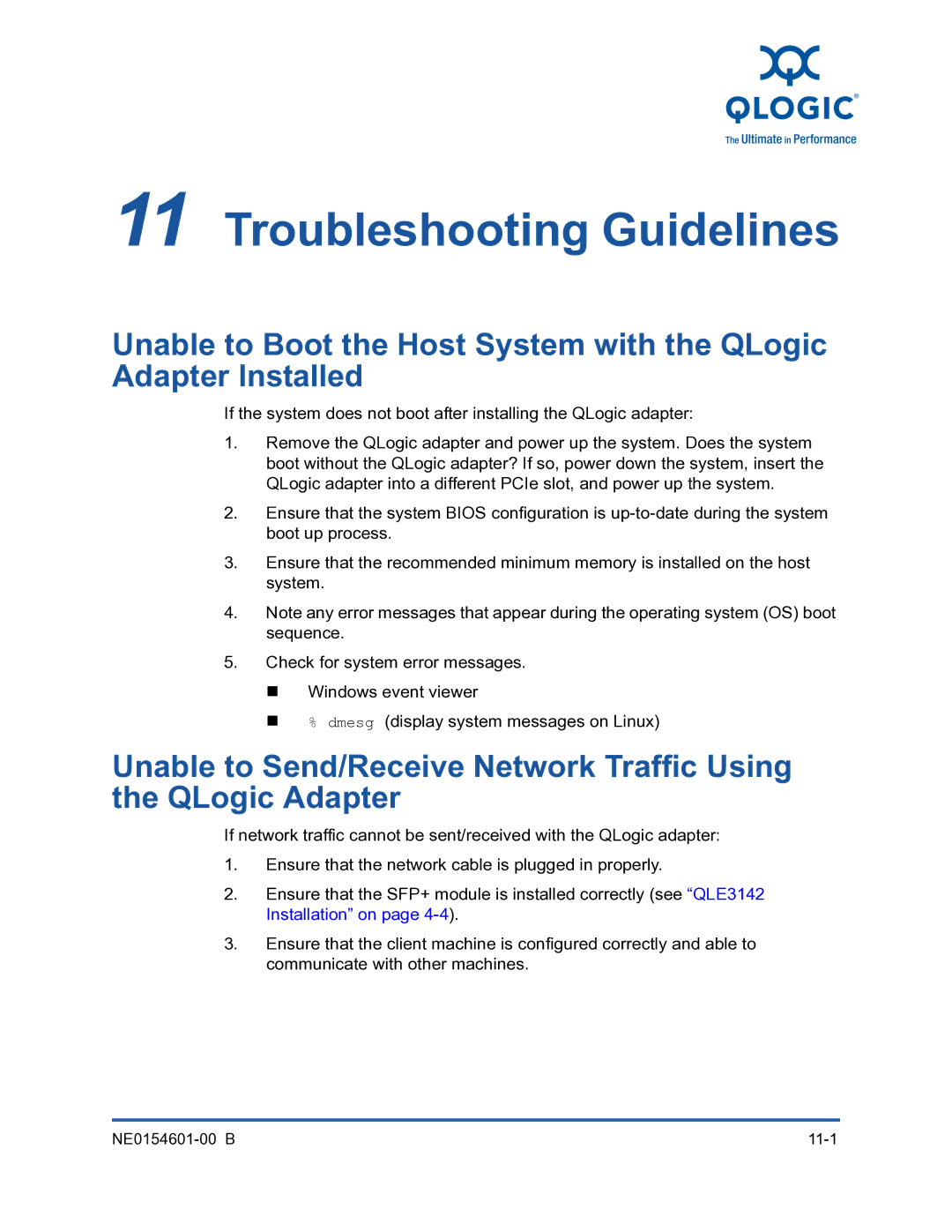 Q-Logic 3000, 3100 manual Troubleshooting Guidelines 