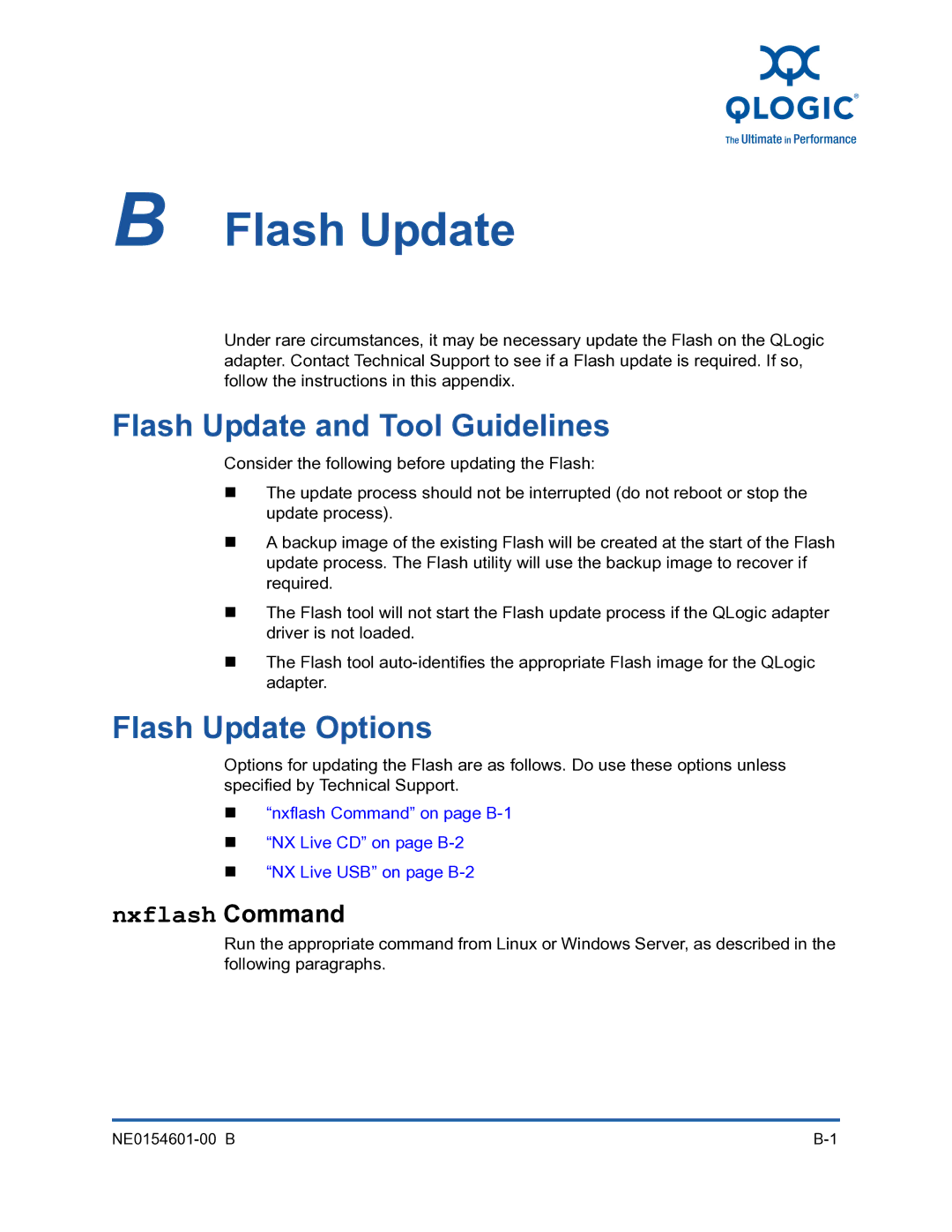 Q-Logic 3000, 3100 manual Flash Update and Tool Guidelines, Flash Update Options 