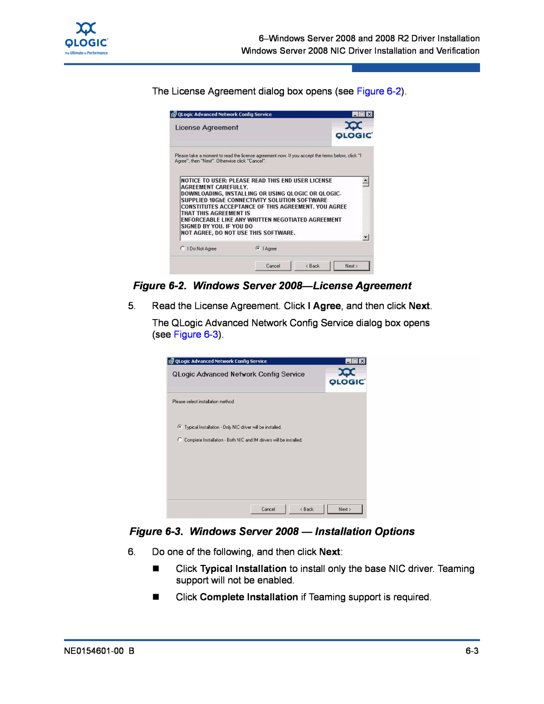 Q-Logic 3000, 3100 manual 2. Windows Server 2008-License Agreement, 3. Windows Server 2008 - Installation Options 