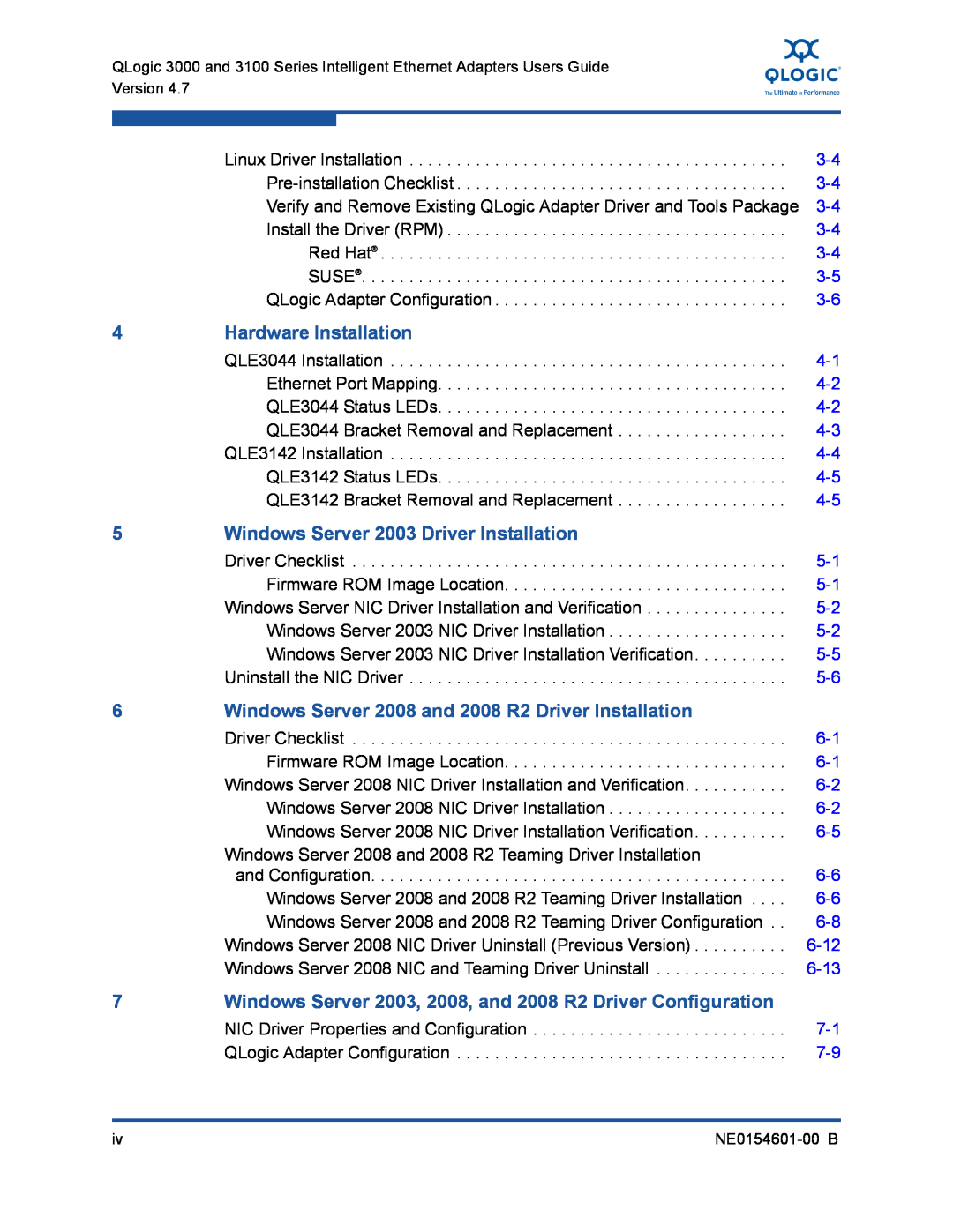 Q-Logic 3100, 3000 manual Hardware Installation, Windows Server 2003 Driver Installation, 6-12, 6-13 