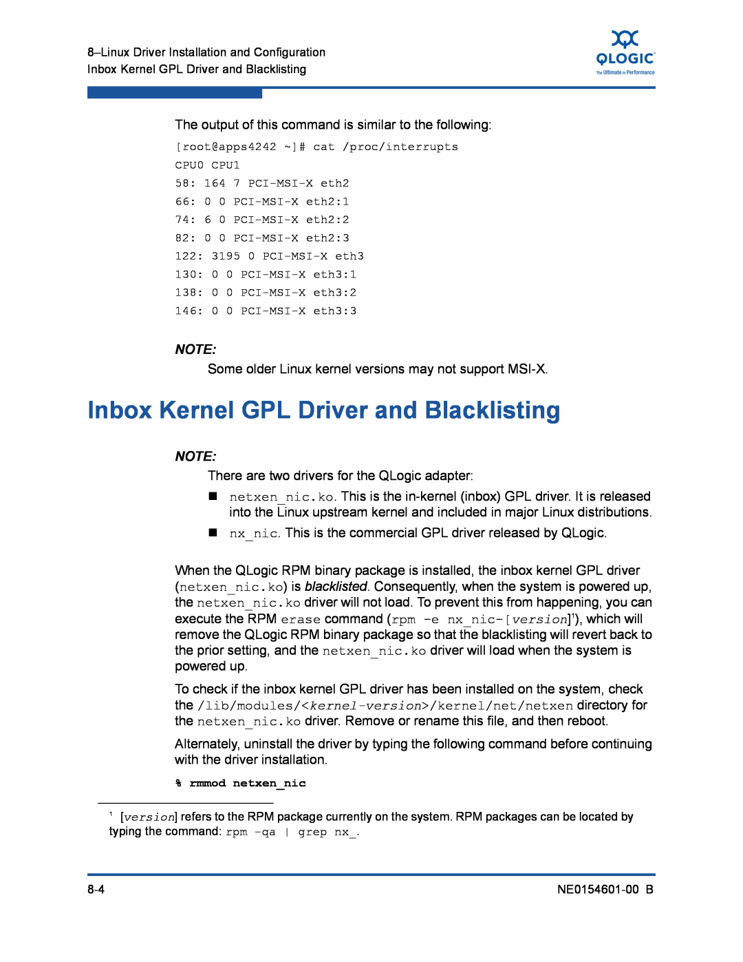 Q-Logic 3100, 3000 manual Inbox Kernel GPL Driver and Blacklisting 