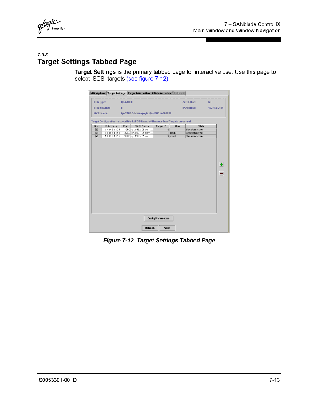 Q-Logic 4000 SERIES manual Target Settings Tabbed 