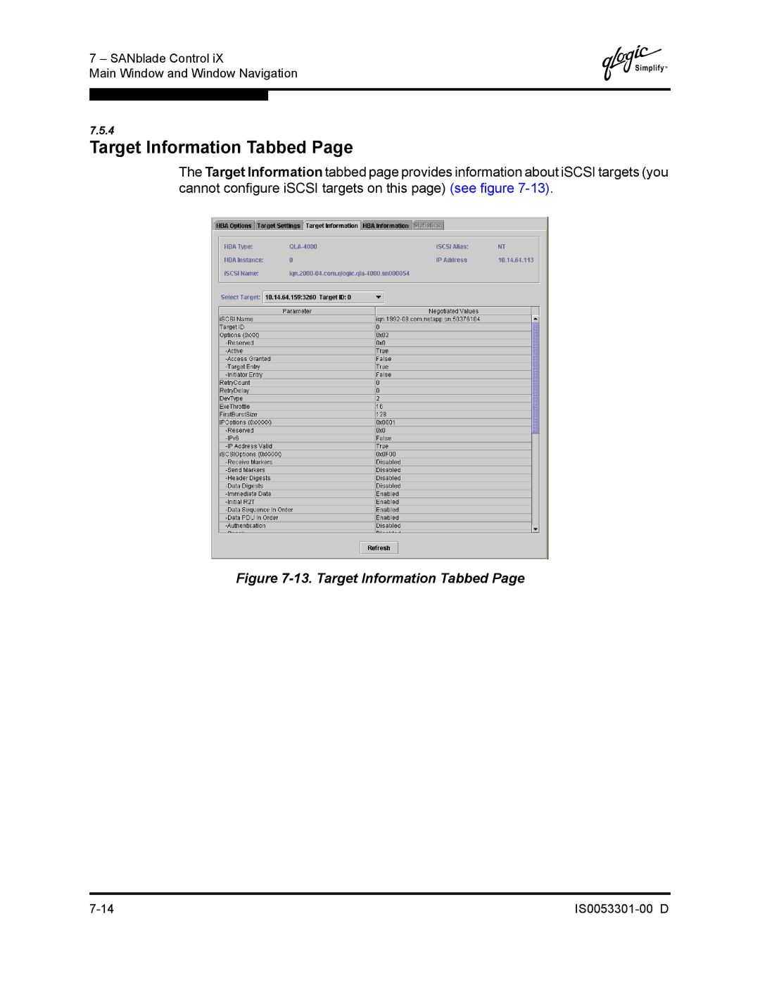 Q-Logic 4000 SERIES manual Target Information Tabbed 