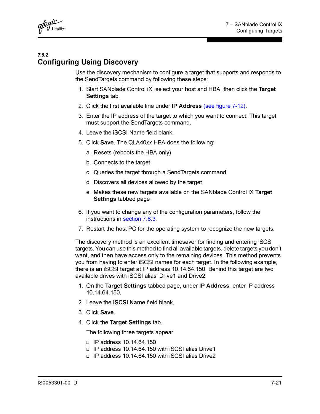 Q-Logic 4000 SERIES manual Configuring Using Discovery 