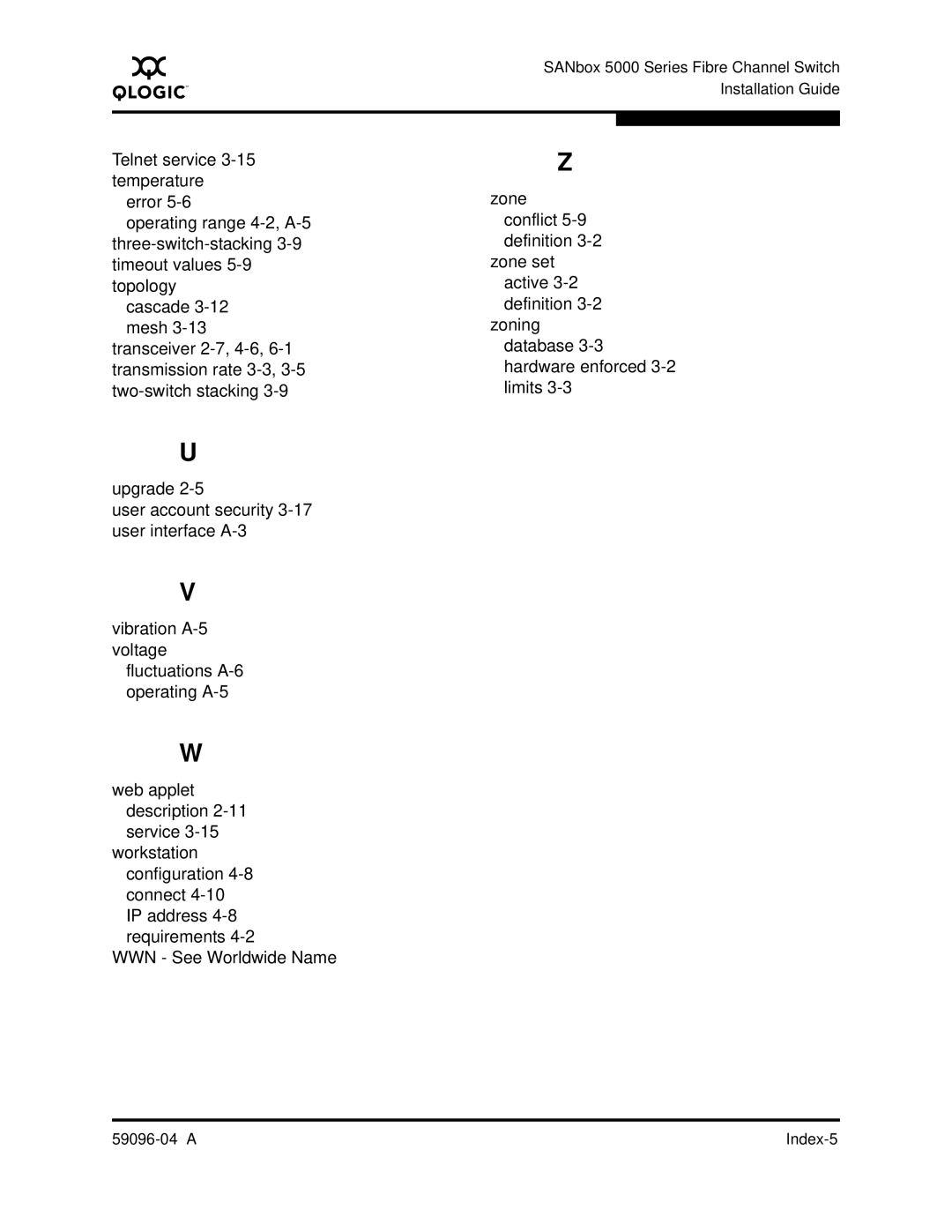 Q-Logic 5000 manual a Index-5 