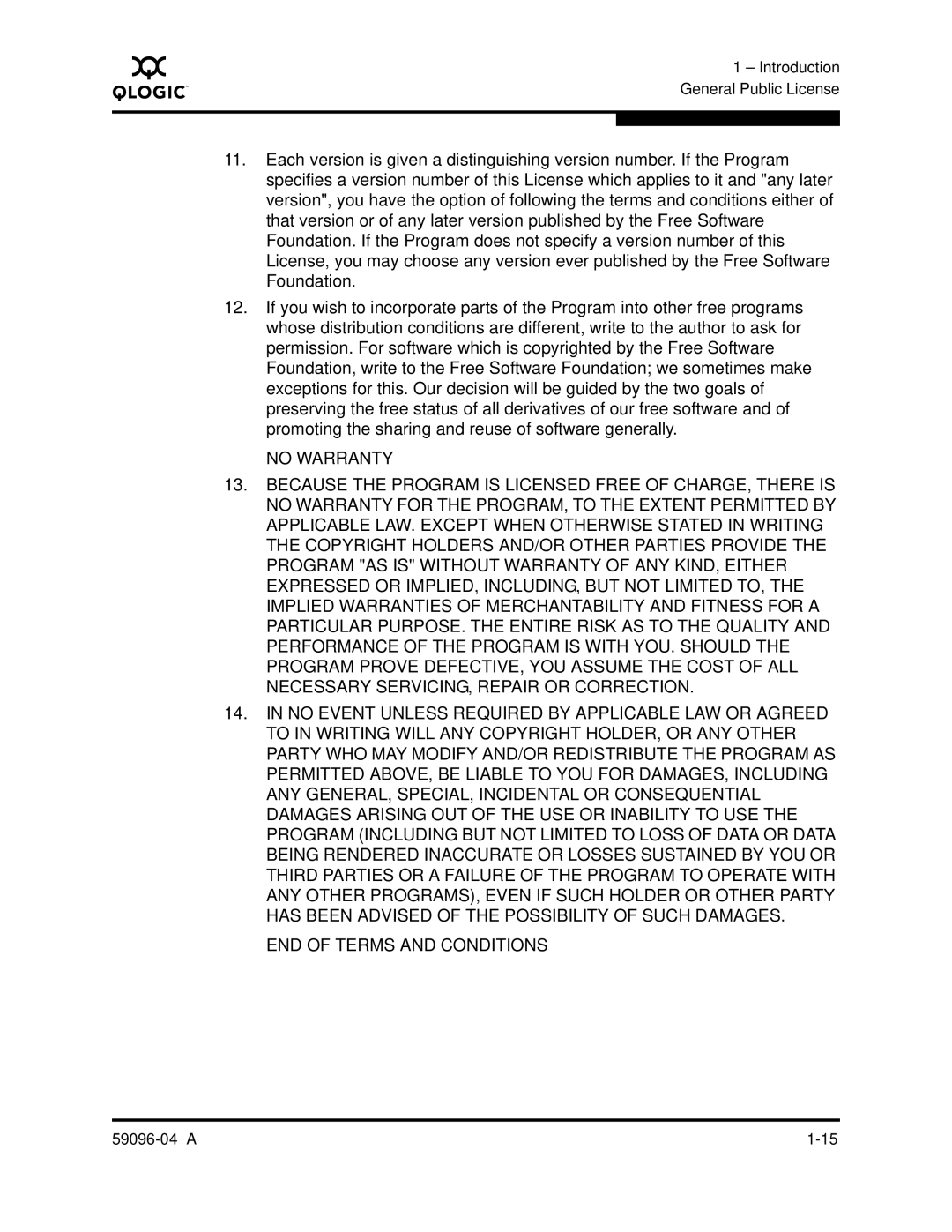 Q-Logic 5000 manual Introduction General Public License 