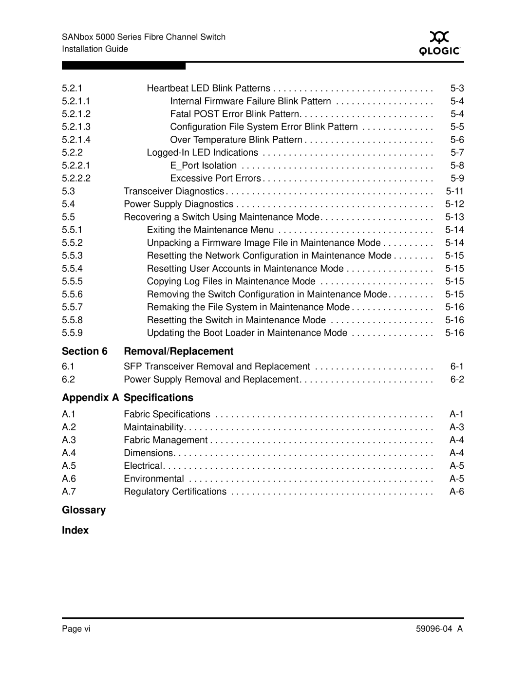 Q-Logic 5000 manual Section Removal/Replacement 