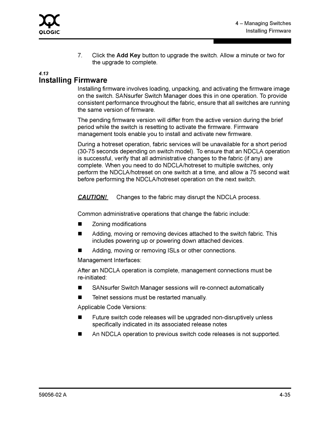 Q-Logic 5202, 5200 manual Installing Firmware 