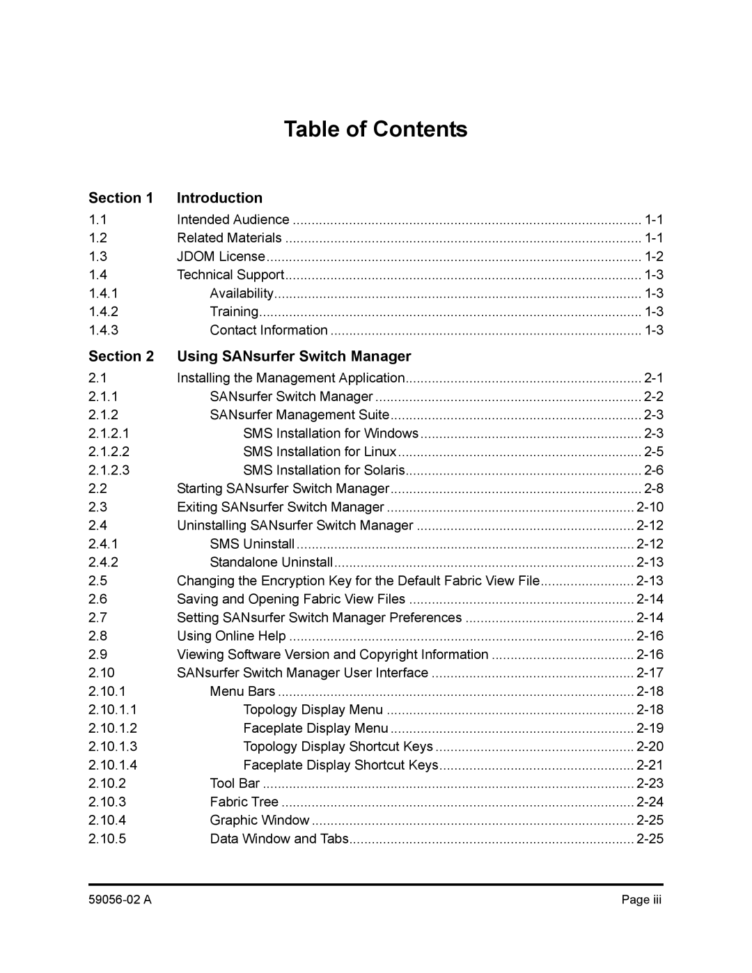 Q-Logic 5202, 5200 manual Table of Contents 