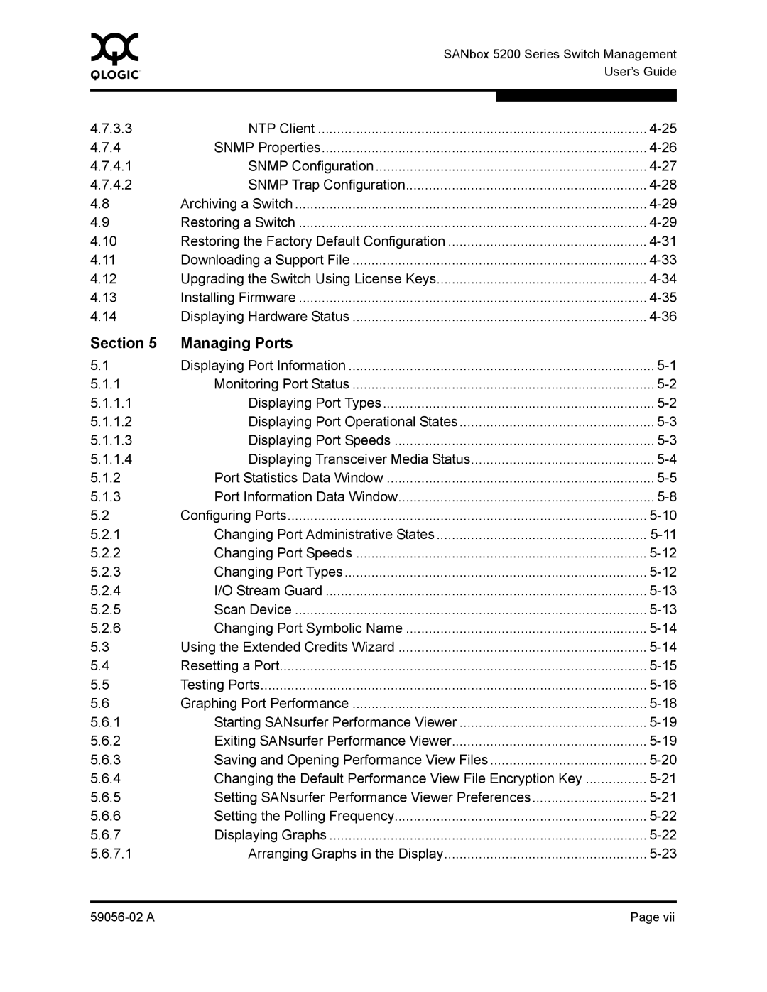 Q-Logic 5202, 5200 manual Section Managing Ports, NTP Client, Snmp Configuration 4.2 Snmp Trap Configuration 