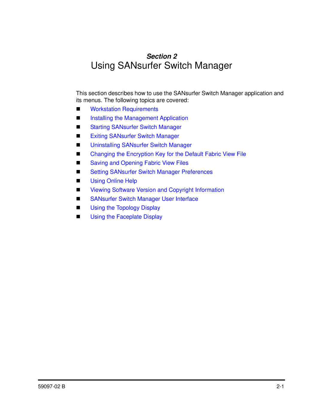 Q-Logic 5600 manual Using SANsurfer Switch Manager 