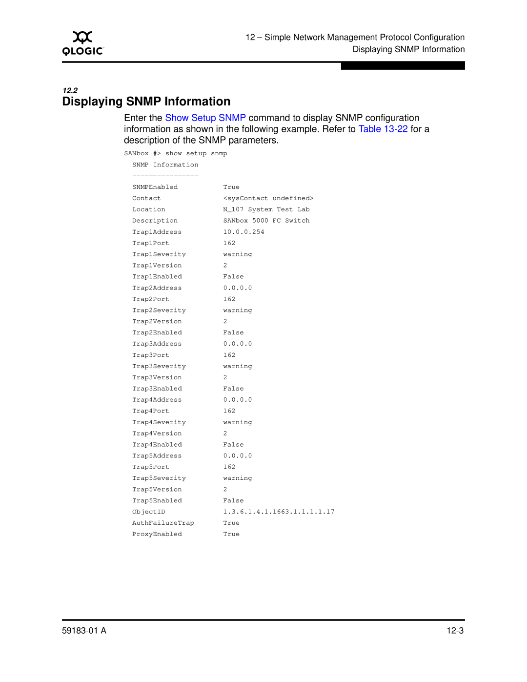 Q-Logic 5602 manual Displaying Snmp Information 