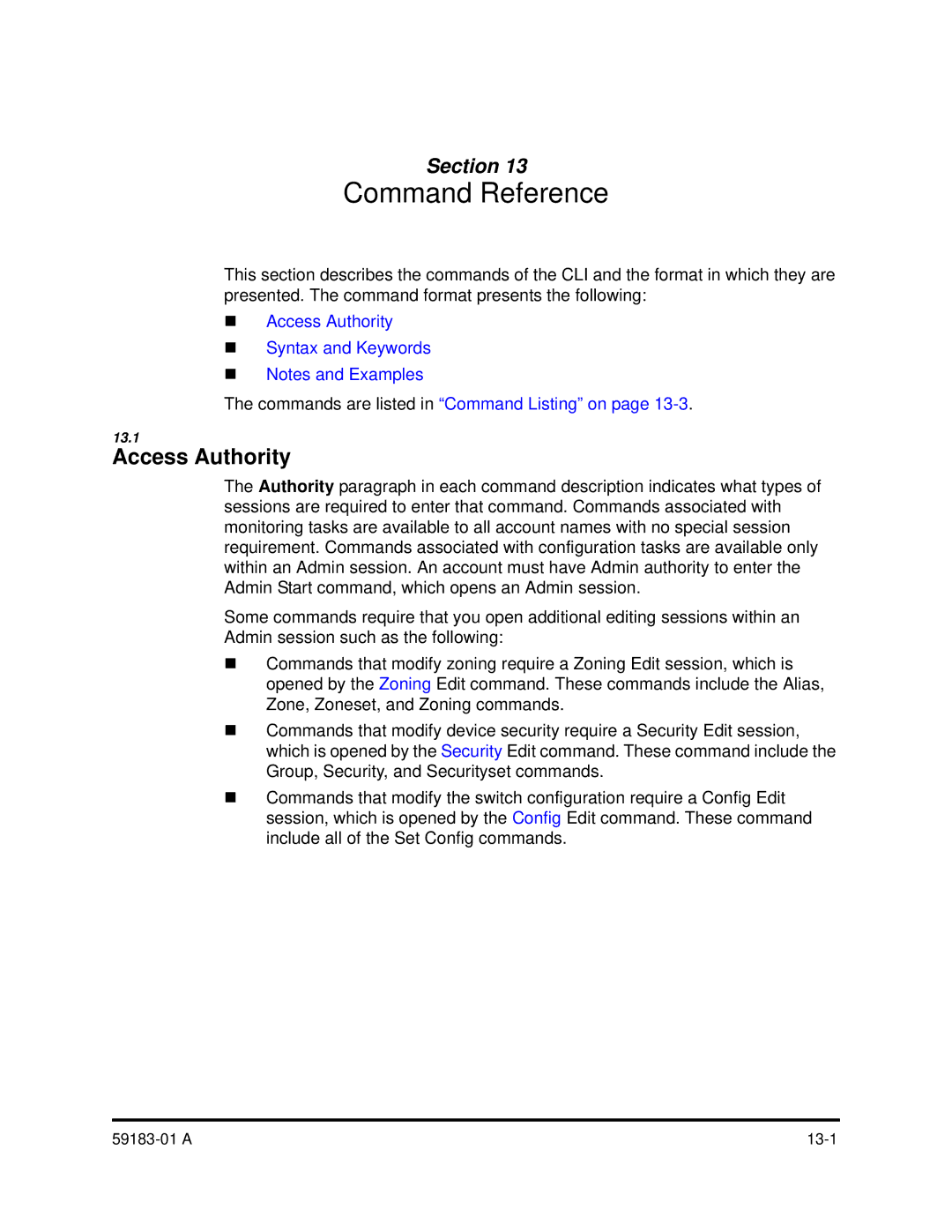 Q-Logic 5602 manual Command Reference, Access Authority 