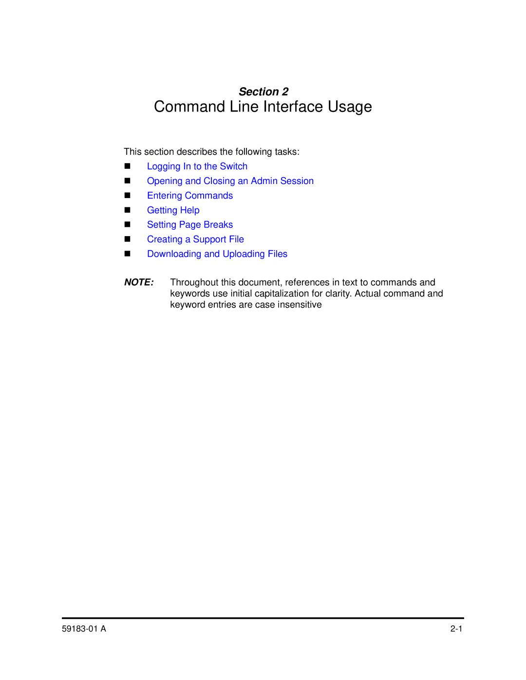 Q-Logic 5602 manual Command Line Interface Usage, This section describes the following tasks 